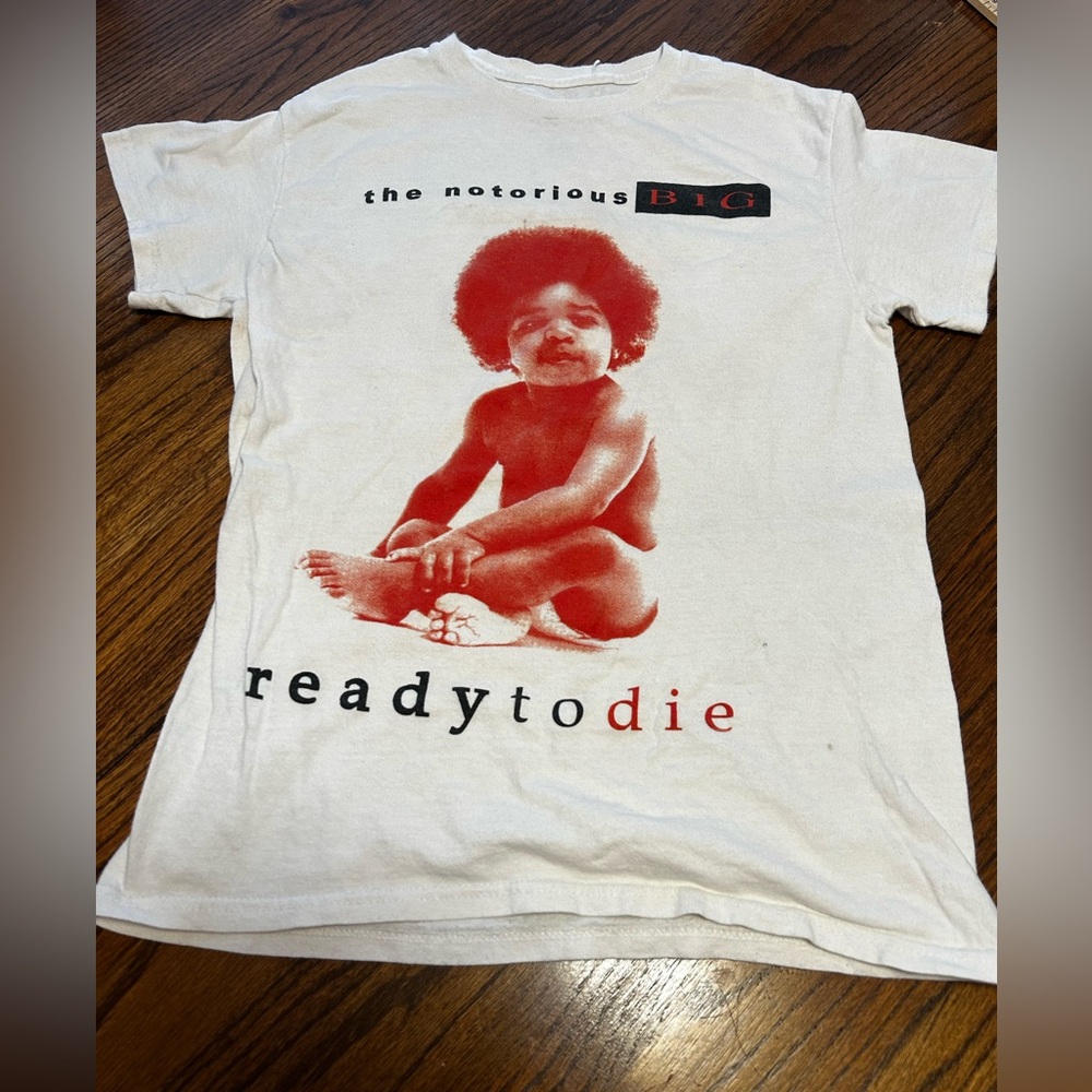 Notorious BIG Ready to Die Graphic T-Shirt White Mens Small Brooklyn Mint Rap